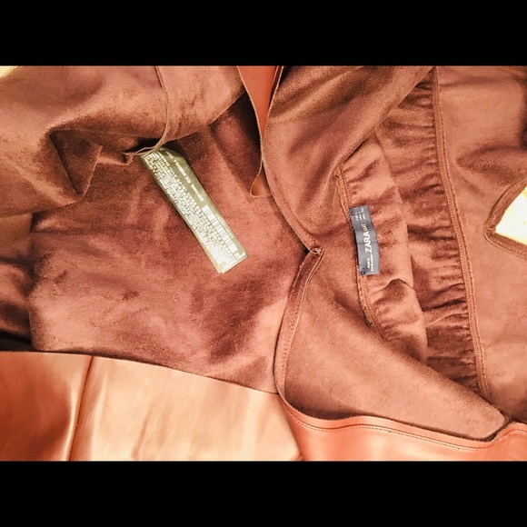ZARA faux leather dress.  Brown/Maroon colour - Picture 6 of 9